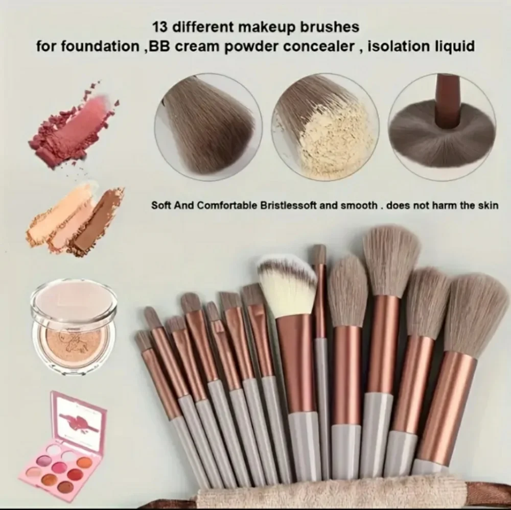 High-Quality Professional Makeup Brushes, Green, Blue, Brown